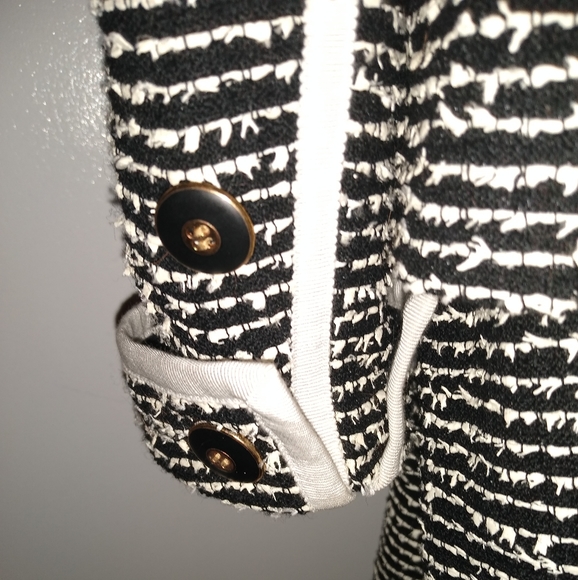 CARLISLE 8/10 BOUCLE EYELASH BLACK WHITE WOOL BLEND GROSGRAIN TAILOR SKIRT SUIT - Picture 7 of 12